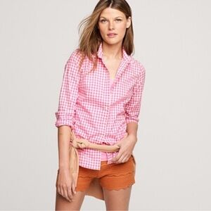 J. Crew The Perfect Shirt In Neon Pink Gingham